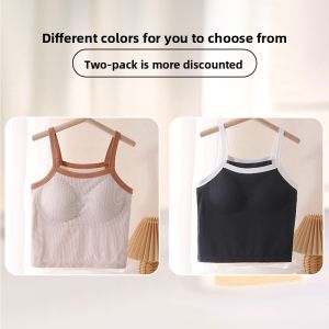 Miiow | Cat Person 2024 New Womens Strap Vest Integrated No Wear Inner Wear With Chest Pad Summer Outdoor Indoor Matching Underwear