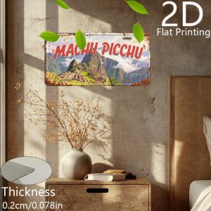 Vintage Travel Souvenir Machu Picchu Scenery Metal Sign Retro Aluminum Poster 6x12 Inch Home Wall Decor