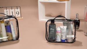 BAGSMART Clear Toiletry Bag 2 Pack TSA Approved Travel Toiletry Bag Carry on Travel Accessories Bag Airport Airline Quart Size Bags Water Repellent Makeup Cosmetic Bag for Women (Black-2pcs)