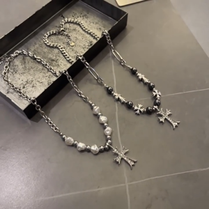 Dây chuyền nam titan thời trang Vòng cổ chuỗi hạt mặt chữ thập đính đá cá tính Trang Sức Chain Jewelry