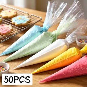 50Pcs Disposable Pastry Bags 12 Inch Leak Proof Cake Cream Piping Bag for DIY Cake Decorating Baking Icing Fondant Kitchen Tools