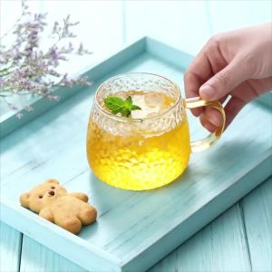 350ml/400ml Hammer Pattern Coffee Cup Juice Glass Mug Temperature Heat Resistant Hand Handle Tea Cup Household Drinking Cocktail
