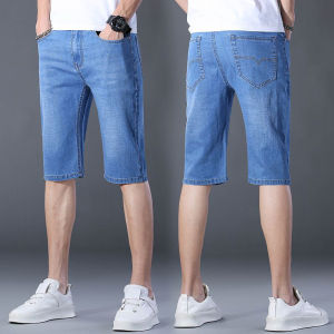Summer Shorts Jeans Men Denim Pants Stretch Dark Blue Fashion Design Mens Jeans Slim Straight Male Short Jeans Hombre