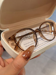 น้ําหนักเบาขั้นสูงชาเย็นสีสไตล์เกาหลี TR90 กรอบแว่นตาสําหรับหญิงตาข่ายรูปไข่เครื่องมือความงามยอดนิยมสําหรับนักเรียน