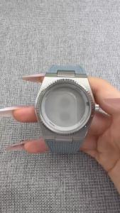 40mm Sapphire Glass Watch Case With Rubber Strap Fits Super Player PRX NH34 NH35 NH36 ETA2824 Watch Parts Fluted/Polished Bezel