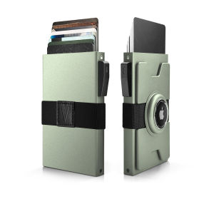 Ví Đựng AirTag Bằng Kim Loại Thông Minh Dành Cho Nam - Ví Đựng Thẻ Mỏng Chống RFID Với Thiết Kế Bật Lên Phụ Kiện Theo Dõi An Toàn Tối Giản