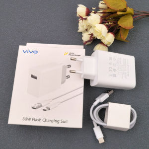 Original For Vivo 80W EU Charger Set Super Flash Charge Wall Charger +Fast Type-C Cable For X Fold5 X80 X90 Pro S20 S19 Y77 iQOO