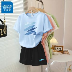 Jeanswest | Bộ Quần Áo Ngắn Tay Phong Cách Hàn Quốc Casual Mỹ Cho Nữ Petite