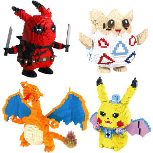 DIY Pokemon Building Blocks Cartoon Pikachu Bulbasaur Toy Childrens Assembled Model Pet Elf Kid Children Gift Compatible Lego