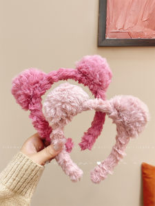 Cute Bear Ear Plush Hairband Womens Face Wash Hair Accessories Hairpins Pressed Hair Autumn Winter Popular Online Hair Accessories