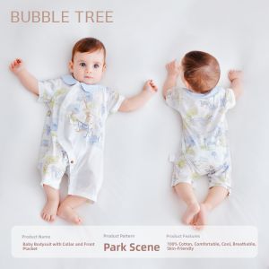 BUBBLE TREE | Baby Cotton Short Sleeve Bodysuit Summer Thin