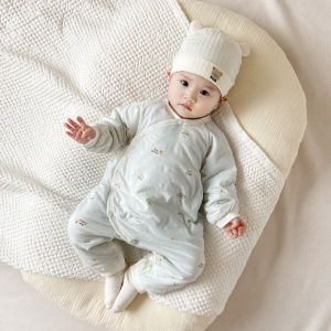 เด็กทารก ผ้าฝ้าย ชุดรอมเปอร์ ฤดูใบไม้ผลิ ฤดูใบไม้ร่วง ฤดูหนาว เสื้อผ้าเด็กแรกเกิด เสื้อผ้าเกาะอกแบบตักไหล่ เด็กทารก ผ้าฝ้าย เสื้อผ้าเสื้อผ้าตีนตะขาบ