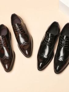Japanese Patented Leather Shiny Derby Brogue Shoes