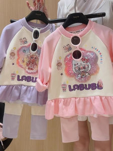 Váy Công Chúa Mùa Thu Cho Bé Gái Váy Công Chúa Hai Mảnh Váy Cotton Dài Tay Cổ Tròn in Họa Tiết Thỏ Cho Bé Gái Từ 6 Tháng Đến 10 Tuổi