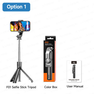 AXNEN | F01 Tripod Handheld Wireless Selfie Stick Optional Light Bluetooth Remote Control Extendable for Cellphone Live Stream Vlog