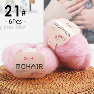 6pcs Soft Mohair Yarn Knitting Angora Yarn for DIY KnittingFluffy Lace Yarn For CrochetingKnitting SweaterScarfShawl25g/pcs