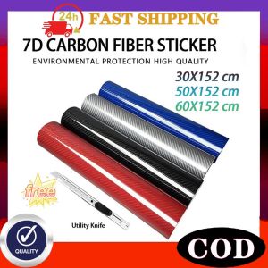 Waterproof 7D Carbon Fiber Sticker Vinyl Car Sticker Glossy Matte Black Motorcycle Carbon Sticker