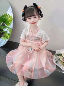 Baby Girl Short Sleeve Dress Han Dynasty Western Style Fashion New Arrival Children Summer Tang Suit Chinese Style Princess Skirt