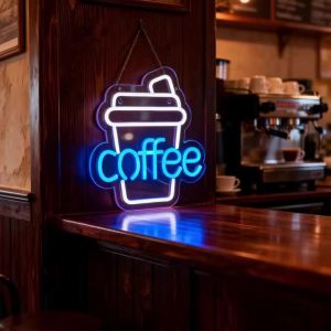 Coffee Neon SignLED Coffee Cup Light Sign for Wall DecorCoffee Lights Up Signs for Coffee StationCoffee ShopOfficeParty