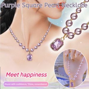 [Ladys Choice] Golden Purple Sugar Cube Pearl Necklace Elegant Luxury Sweater Fancy Pearl Necklace