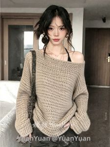 dkmelissa | Asymmetrical Shoulder Soft Feminine Unique Sweater