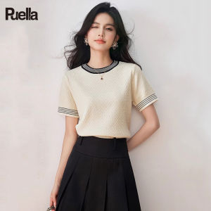 puella | Loose Round Neck Color-block Easy-to-match Slim Fit Light T-Shirt