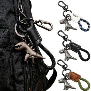 Korean Braided Car Keychain / Little Dinosaur Car Keychain / Single Leather Woven Rope Metal Keychain Handbag Pendant / Anti-lost Key Ring Key Holder
