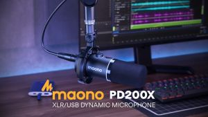 MAONO PD200X USB / XLR PODCAST DYNAMIC MICROPHONE WITH 2-IN-1 SMART KNOB CUSTOM DYNAMIC CAPSULE AND CONTROLLED RGB LIGHTING