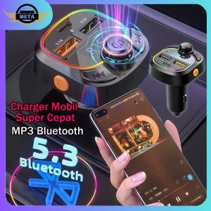 FM Bluetooth 5.3 Mobil PD18W C28 Pengisi Daya Cepat USB Ganda Tipe-C 3.1A MP3 Player Lampu Latar LED
