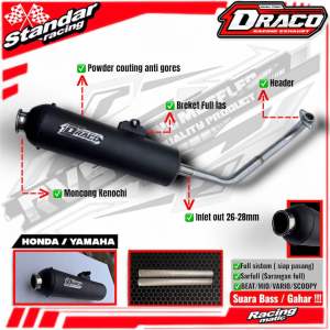 Knalpot DRACO Standar racing Vario 125 led Vario 125 old bohlam Vario 150 led Vario 150 old bohlam Vario 110 karbu Vario 110 injeksi