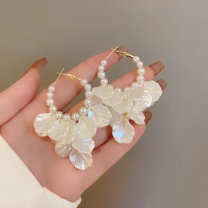 Pearl Flower Earrings for Women Elegant Stud Earrings Korean Style Floral Jewelry⚡PH deliveryIn stock⚡