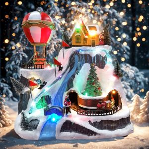 HILLTOP HOT AIR BALOON CHRISTMAS VILLAGE DISPLAY