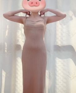 เดรสยาว สายเดี่ยว สีพื้น กระโปรงทรงเอ ดีเทลเปิดหลัง มีรูร้อยสายเสื้อ แถม!ห่วงโลหะเก๋ๆ(ถอดออกได้) Dress ไปทะเล #3363