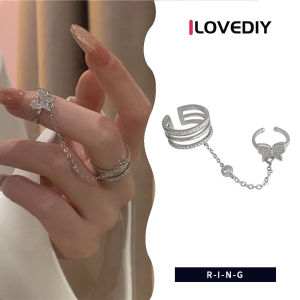 ILOVEDIY แหวนพู่ผีเสื้อหรูหราเครื่องประดับที่สวยงามแหวนเรียบง่าย