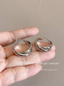 Silver Bright Mosquito Coil Ear Cuff Cold Style Sweet Cool Ins High-End Retro Hong Kong Style Earrings Fashion Jewelry