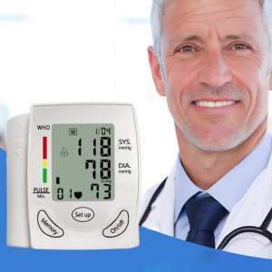 Digital Wrist Blood Pressure Monitor LED Medical Tonometer Pulse Automatic Wrist Band Contraction Tensiometer Use Dry Batterys