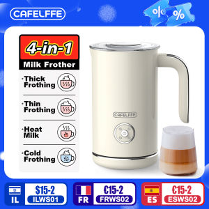 Cafelffe 4in1 Electric Milk Frother Frothing Foamer Chocolate Mixer Cold/Hot Latte Cappuccino Automatic foam milk heater Warmer