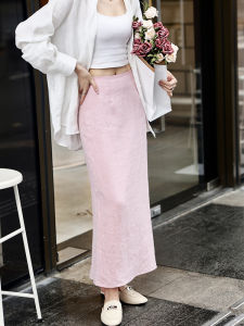 Original Design High Waist Asymmetric Hem Linen Skirt Versatile Business OL Summer Style Mid-Length Straight Cut Skirt