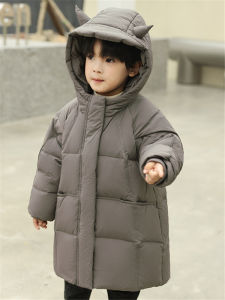 Childrens down Jacket Thickened Mid-Length Fashionable Winter Coat for Boys And Girls Polyester Fiber White Duck down Filling