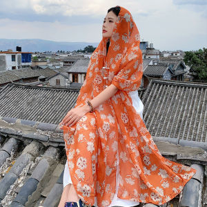 Summer New Fashion Long Dyeing Sun Protection Scarf Versatile Chinese Style Knots Travel Photography Thin Polyester Fiber