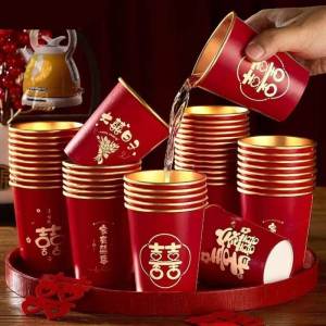 Besee | Wedding Red Thickened Paper Cups