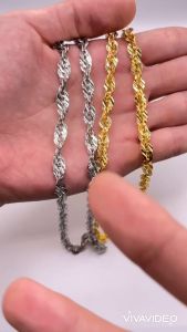 Dây chuyền xoắn titan Vòng cổ titan xoắn lá dày 6 li màu 18k và vàng trắng TRANGSUCMOILUATUOI.RIN