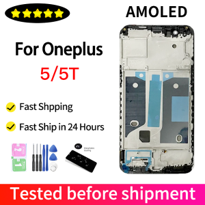 AMOLED For OnePlus 5T/5 LCD Display Touch Screen Digitizer For 1+5 1+5T A5000 A5010 Display Frame