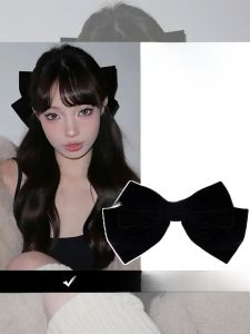 Velvet Hair Clip Butterfly Knot Hair Accessory Womens Flocking 3D Large Autumn Winter Back of Head Stylish Fashionable