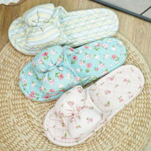 Dép Đi Trong Nhà Cotton Vải Bông Vải Lanh Dép Nữ Mùa Hè Dễ Thương Nơ Thắt Nhà Im Lặng Mềm Dép Đi Trong Nhà Bằng Vải Bốn Mùa Yên Tĩnh