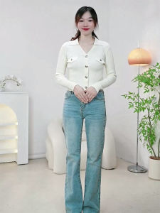 Womens Short Nine-Quarter Sleeve Knitted Sweater Autumn Casual Style Overhead Dressing Other 100% Material Simple Design