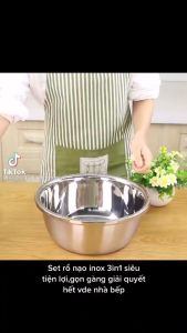 Bộ Chậu + Rổ + Nạo Rau Củ Inox Đa Năng 3in1 Cao Cấp - Rổ Ibox Kèm Nạo Rau Củ Tiện Dụng