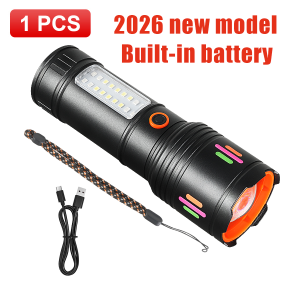 New portable emergency flashlight strong light rechargeable outdoor long-range LED fluorescent strip flashlight