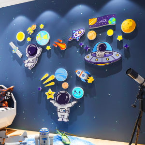 Phi Hành Gia Không Gian Người Công Nghệ Vòng Sáng Tạo Chủ Đề Decal Dán Tường Mầm Non Trang Trí Phòng Ngủ Trẻ Em Sắp Xếp Tường Nhựa Pvc Chống Thấm Nước