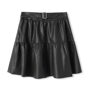 Spring Soft Surface Lamb Leather Mini Skirt Anti-Light A-Line Silhouette Pure Color Polyester Fiber Casual Versatile Skirt